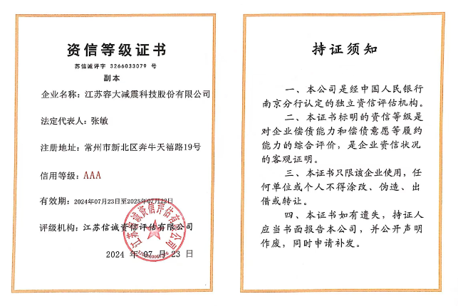 资信等级证书